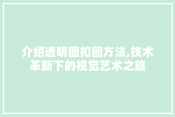 介绍透明图扣图方法,技术革新下的视觉艺术之旅
