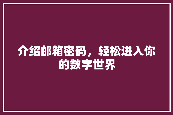 介绍邮箱密码，轻松进入你的数字世界