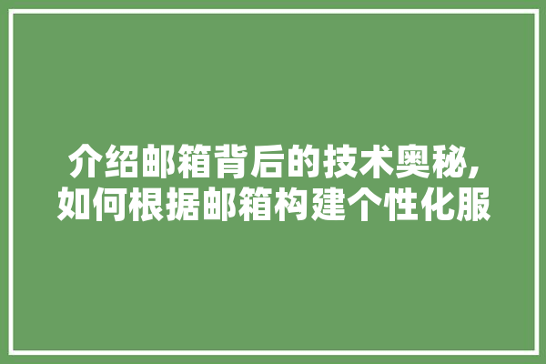 介绍邮箱背后的技术奥秘,如何根据邮箱构建个性化服务