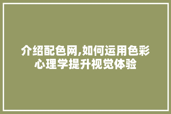 介绍配色网,如何运用色彩心理学提升视觉体验