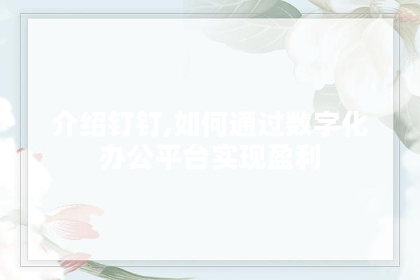 介绍钉钉,如何通过数字化办公平台实现盈利