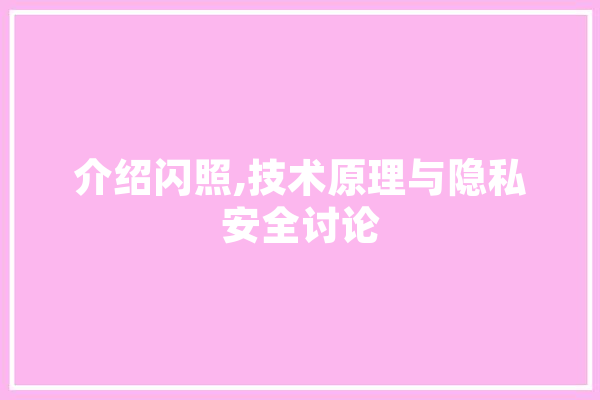 介绍闪照,技术原理与隐私安全讨论 AI简讯