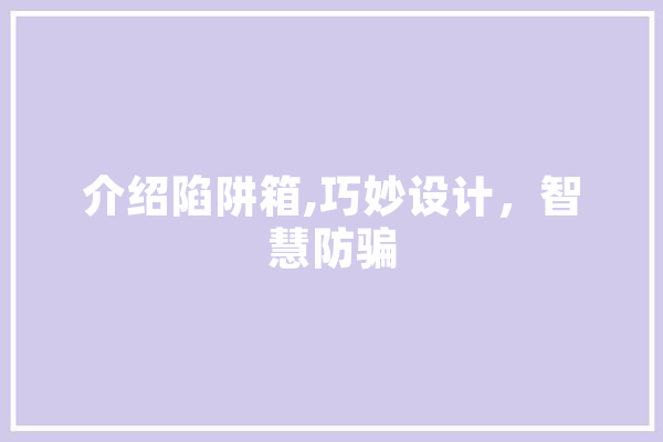 介绍陷阱箱,巧妙设计，智慧防骗 计算机