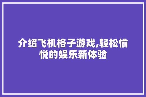 介绍飞机格子游戏,轻松愉悦的娱乐新体验