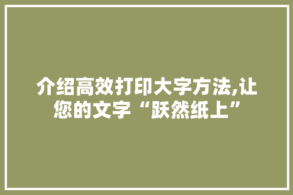 介绍高效打印大字方法,让您的文字“跃然纸上”