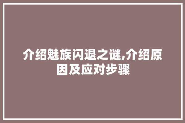 介绍魅族闪退之谜,介绍原因及应对步骤 计算机