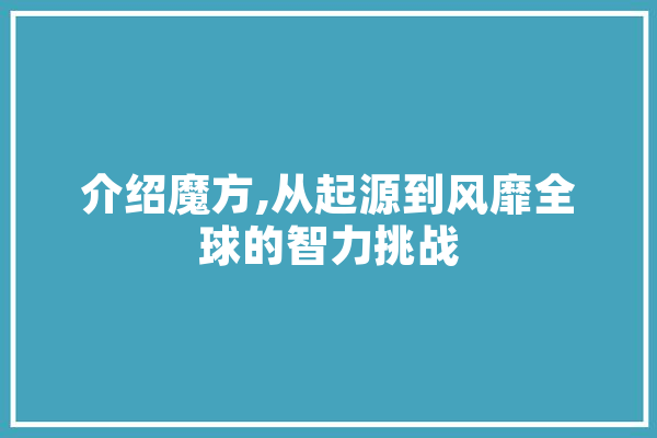 介绍魔方,从起源到风靡全球的智力挑战 智能助手
