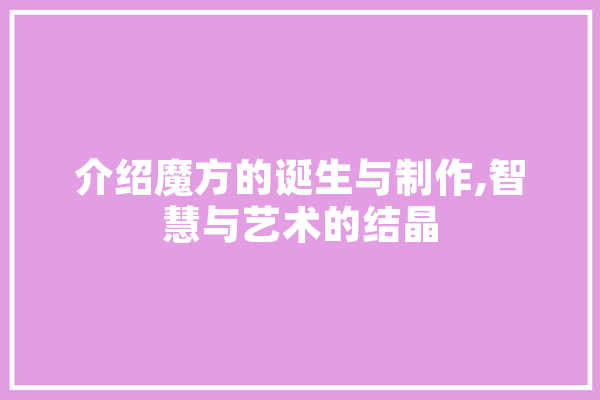 介绍魔方的诞生与制作,智慧与艺术的结晶
