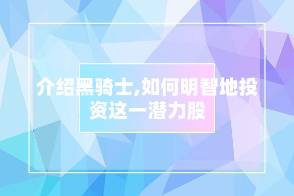 介绍黑骑士,如何明智地投资这一潜力股