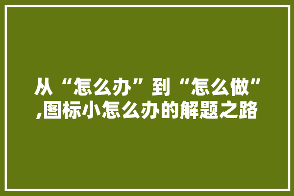 从“怎么办”到“怎么做”,图标小怎么办的解题之路