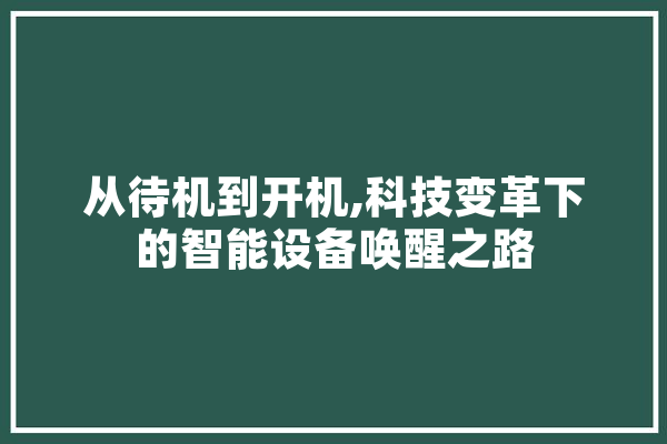 从待机到开机,科技变革下的智能设备唤醒之路