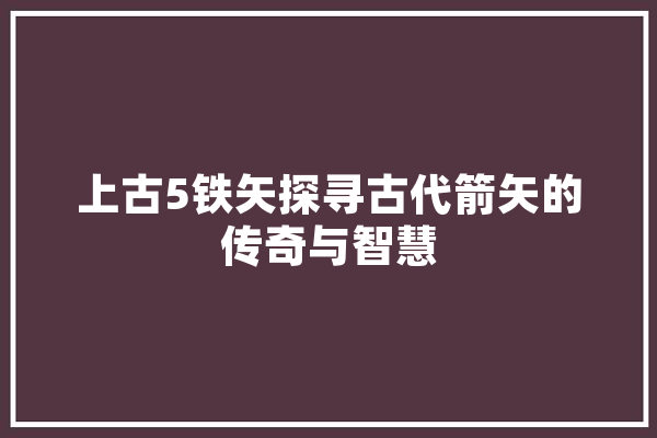 上古5铁矢探寻古代箭矢的传奇与智慧