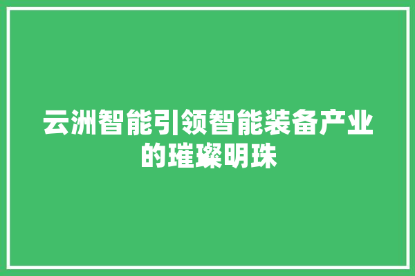 云洲智能引领智能装备产业的璀璨明珠