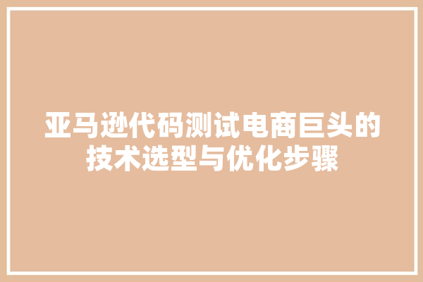 亚马逊代码测试电商巨头的技术选型与优化步骤