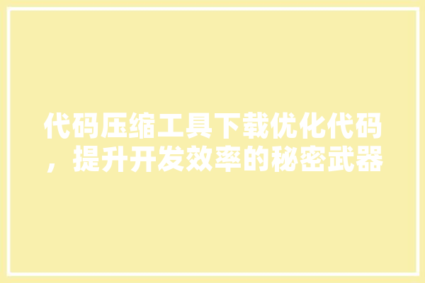 代码压缩工具下载优化代码，提升开发效率的秘密武器