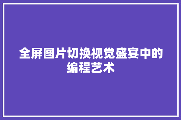 全屏图片切换视觉盛宴中的编程艺术