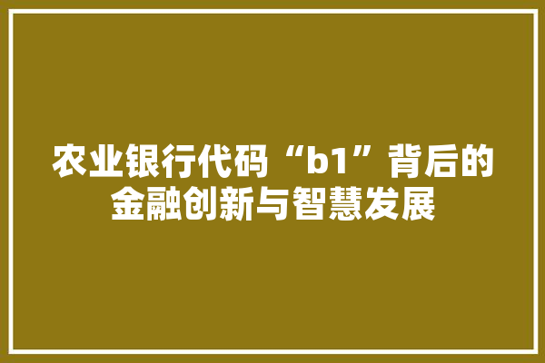 农业银行代码“b1”背后的金融创新与智慧发展
