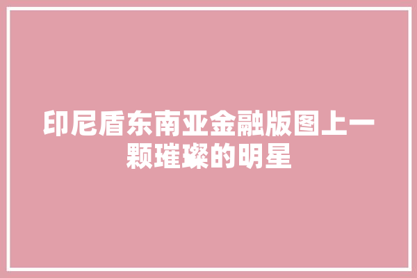 印尼盾东南亚金融版图上一颗璀璨的明星