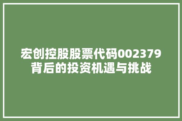 宏创控股股票代码002379背后的投资机遇与挑战