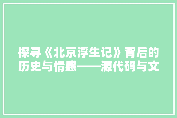 探寻《北京浮生记》背后的历史与情感——源代码与文化解读