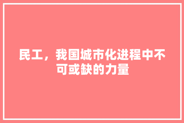 民工，我国城市化进程中不可或缺的力量