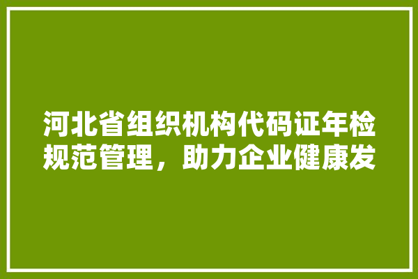 河北省组织机构代码证年检规范管理，助力企业健康发展 智能写作