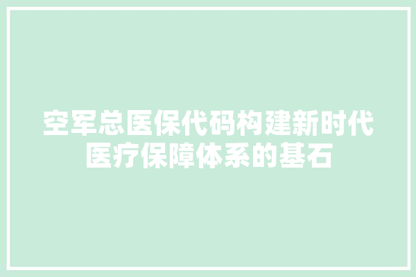 空军总医保代码构建新时代医疗保障体系的基石 文字写作