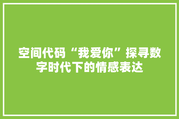 空间代码“我爱你”探寻数字时代下的情感表达