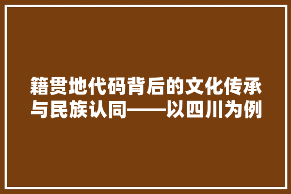 籍贯地代码背后的文化传承与民族认同——以四川为例 智能写作