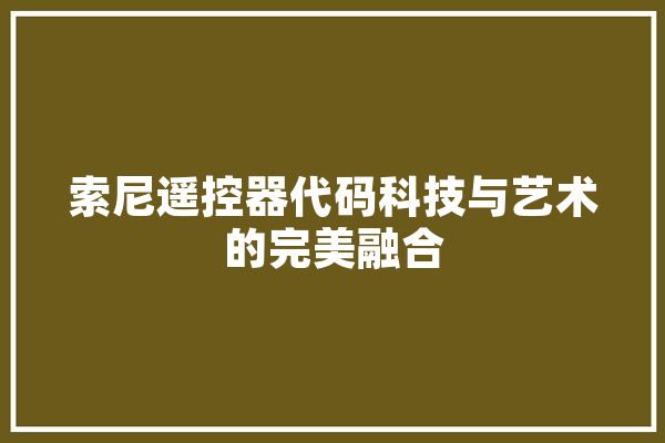 索尼遥控器代码科技与艺术的完美融合 计算机