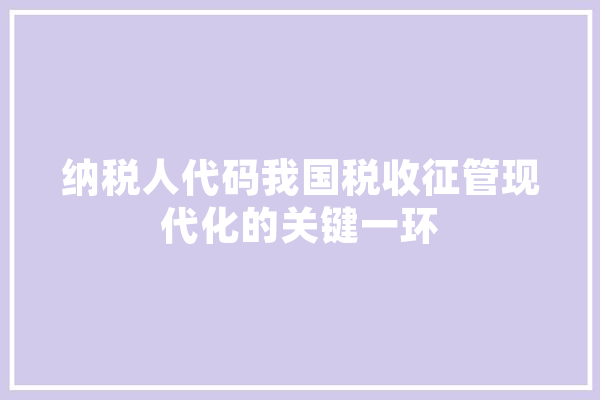 纳税人代码我国税收征管现代化的关键一环 文字写作