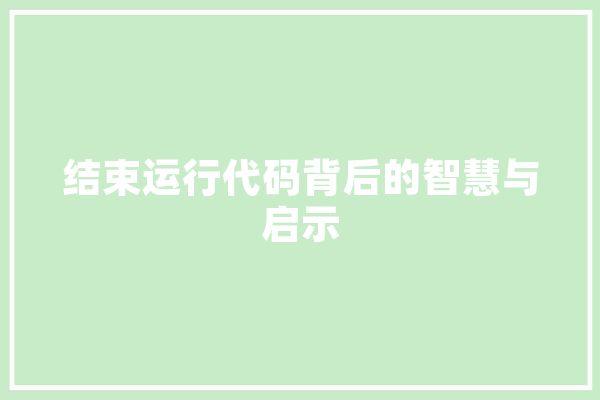 结束运行代码背后的智慧与启示