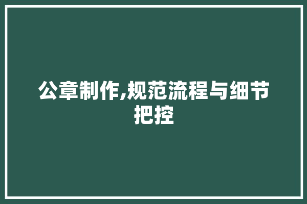 公章制作,规范流程与细节把控 科技快讯