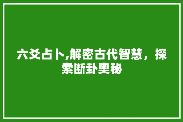 六爻占卜,解密古代智慧，探索断卦奥秘 AI快讯