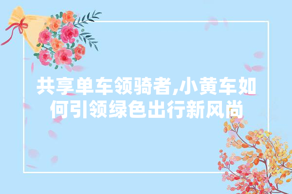 共享单车领骑者,小黄车如何引领绿色出行新风尚