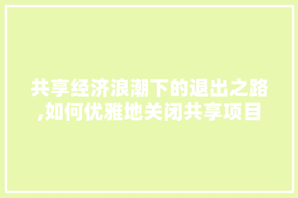共享经济浪潮下的退出之路,如何优雅地关闭共享项目 绘影字幕