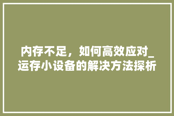 内存不足，如何高效应对_运存小设备的解决方法探析