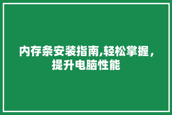内存条安装指南,轻松掌握，提升电脑性能