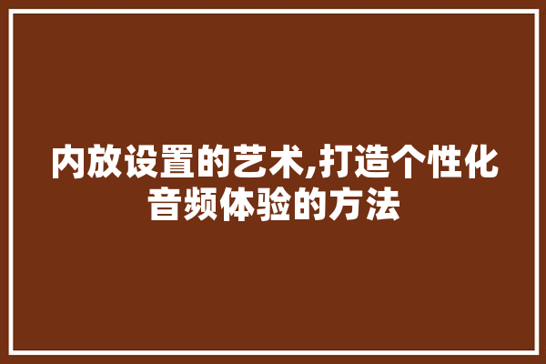 内放设置的艺术,打造个性化音频体验的方法