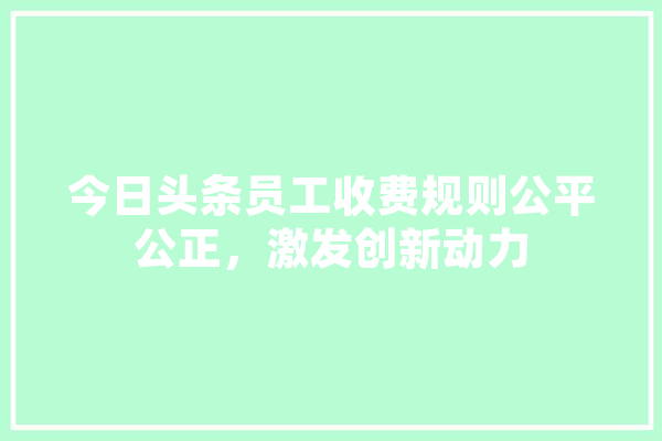 今日头条员工收费规则公平公正，激发创新动力