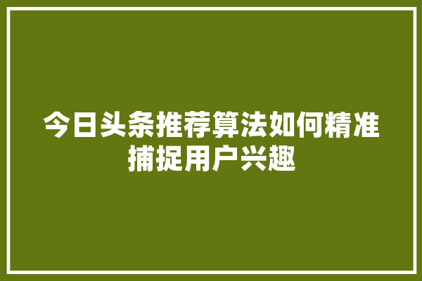 今日头条推荐算法如何精准捕捉用户兴趣 AI快讯