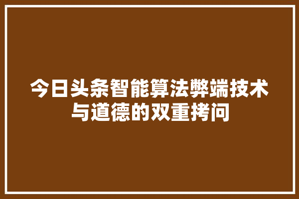 今日头条智能算法弊端技术与道德的双重拷问