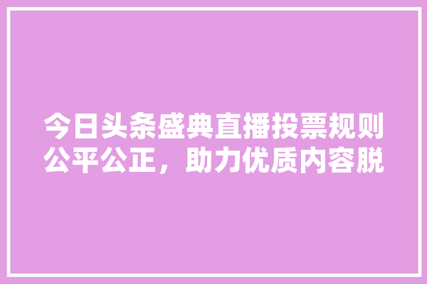 今日头条盛典直播投票规则公平公正，助力优质内容脱颖而出 文字写作