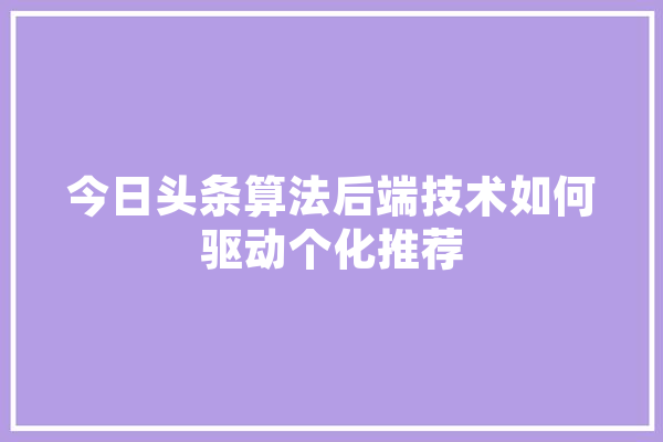 今日头条算法后端技术如何驱动个化推荐 AI简讯