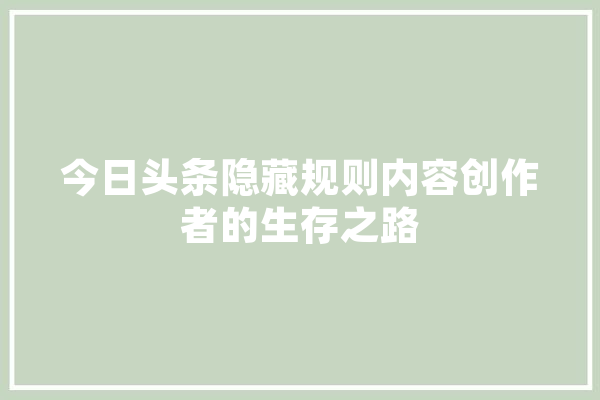 今日头条隐藏规则内容创作者的生存之路 绘影字幕
