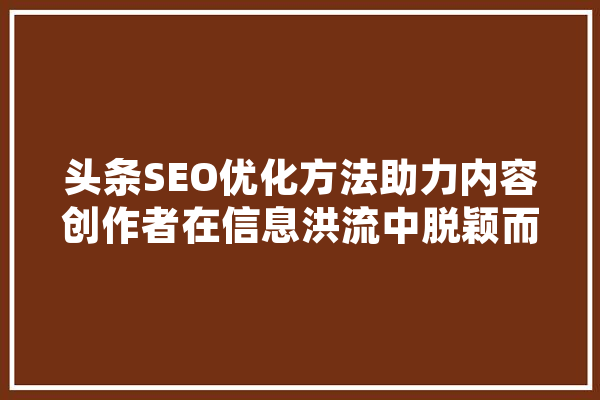 头条SEO优化方法助力内容创作者在信息洪流中脱颖而出