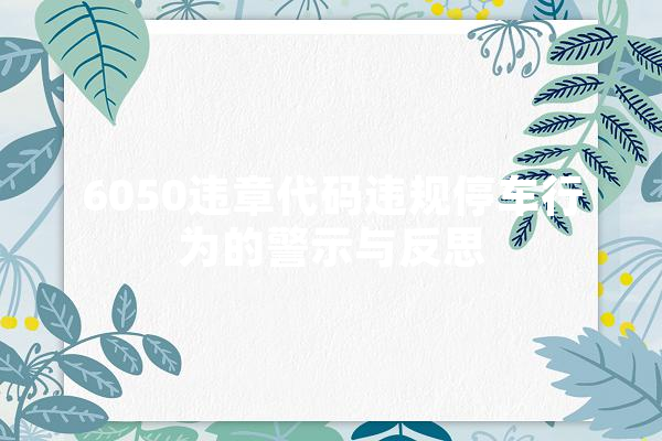 6050违章代码违规停车行为的警示与反思