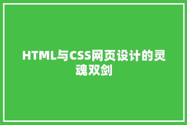 HTML与CSS网页设计的灵魂双剑