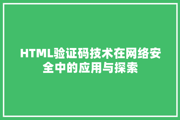 HTML验证码技术在网络安全中的应用与探索