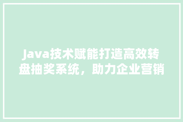 Java技术赋能打造高效转盘抽奖系统，助力企业营销新篇章